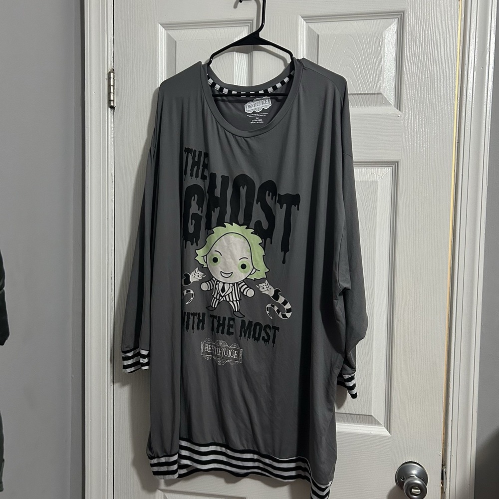 The Ghost With The Most" Sleep Shirt Dress - Plus Size 3X (22W-24W)